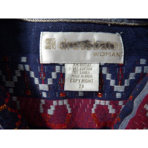 Dressbarn Woman 2X Aztec Southwestern Jacket Lightweight Zipper Metallic Western - Picture 6 of 10